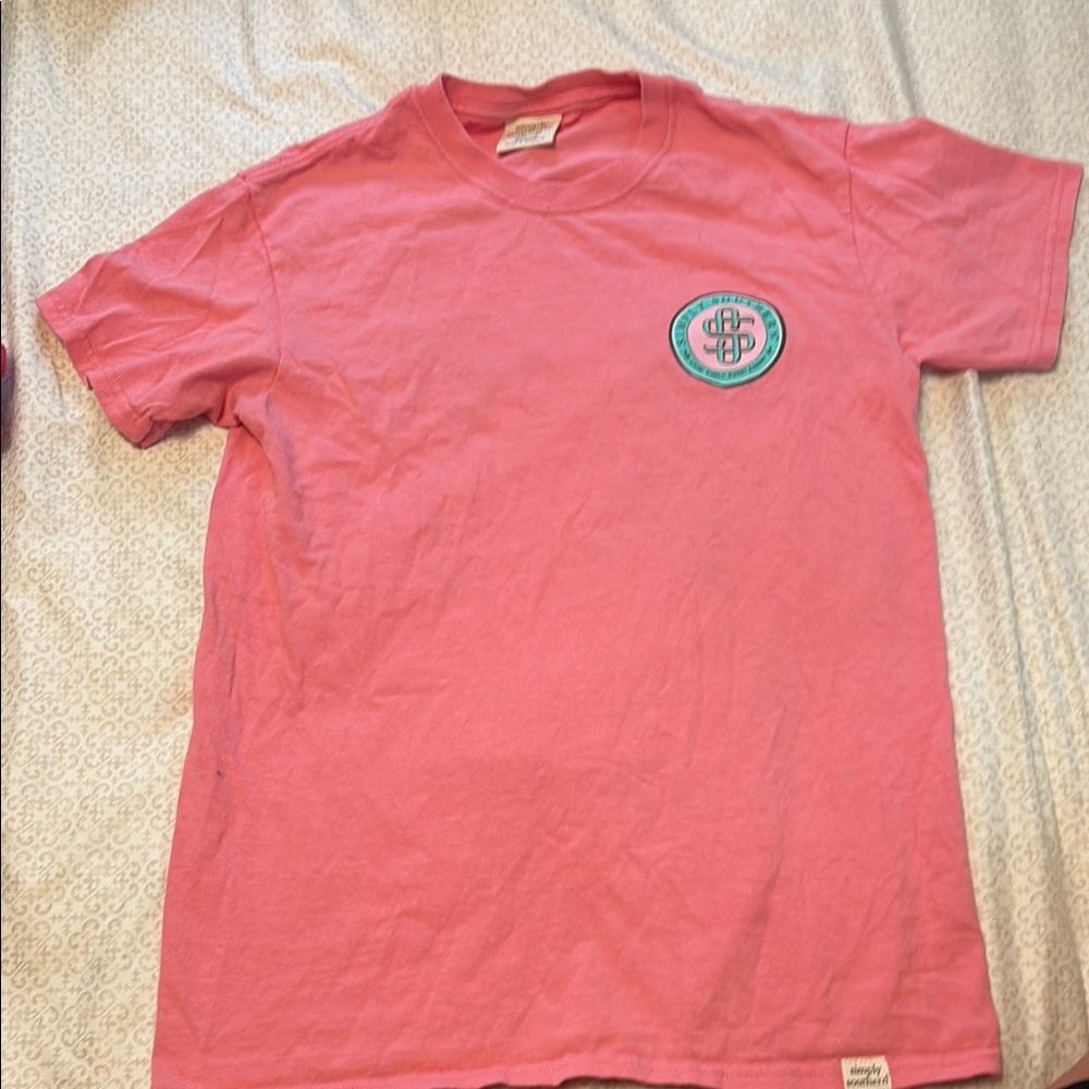 Simply Southern Coral T-Shirt with Tropical Design